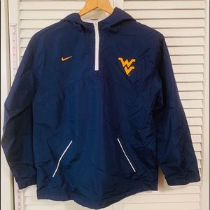 Nike WVU rain blue jacket Medium WV hood lined